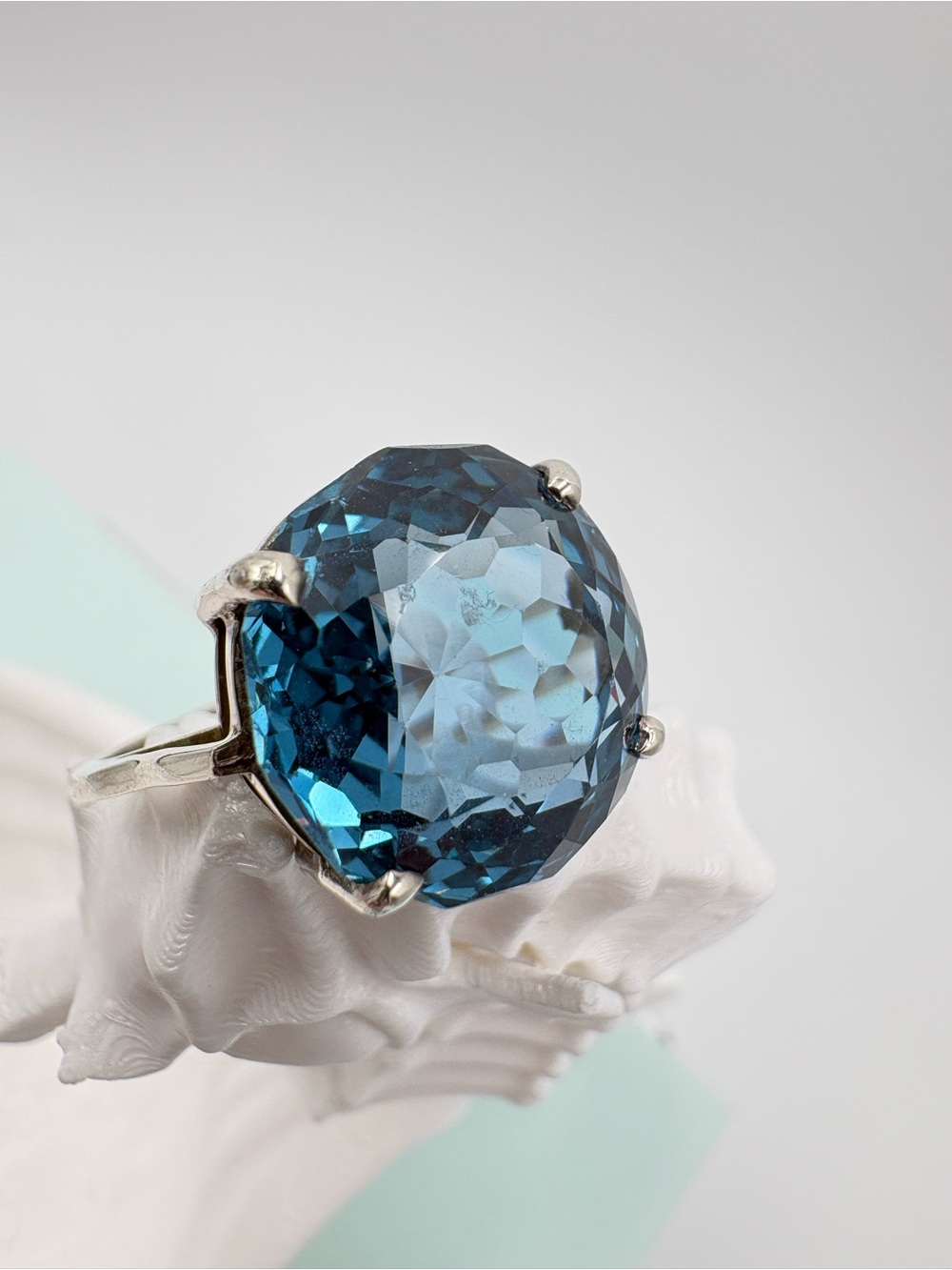 925 Sterling Silver Genuine 6CT Faceted Tanzanite Gemstone Statement Ring